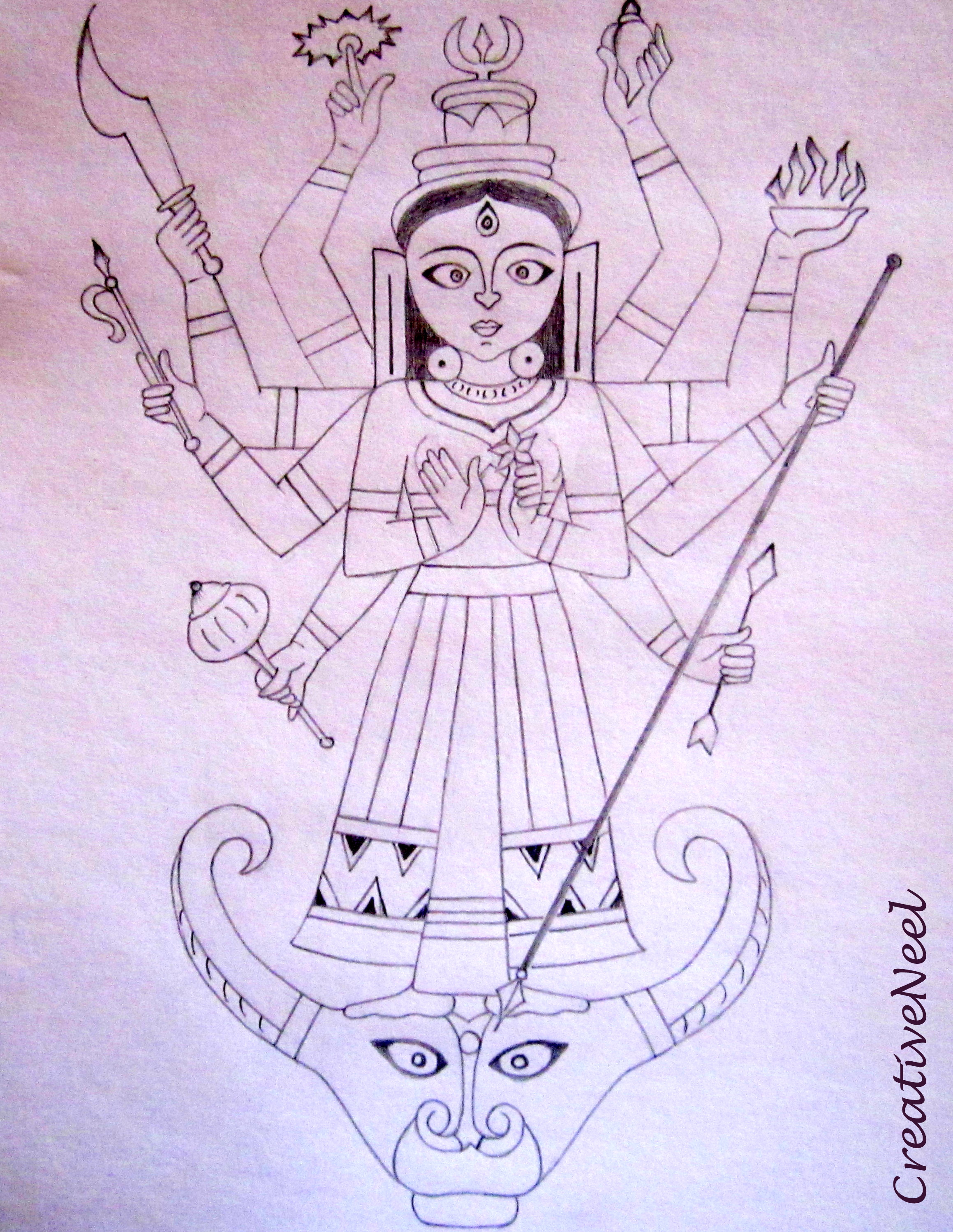 Durga Puja Celebration drawing  Art diary Drawings Art painting